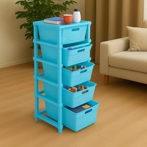 5-Tier Plastic Storage Cabinet Organizer